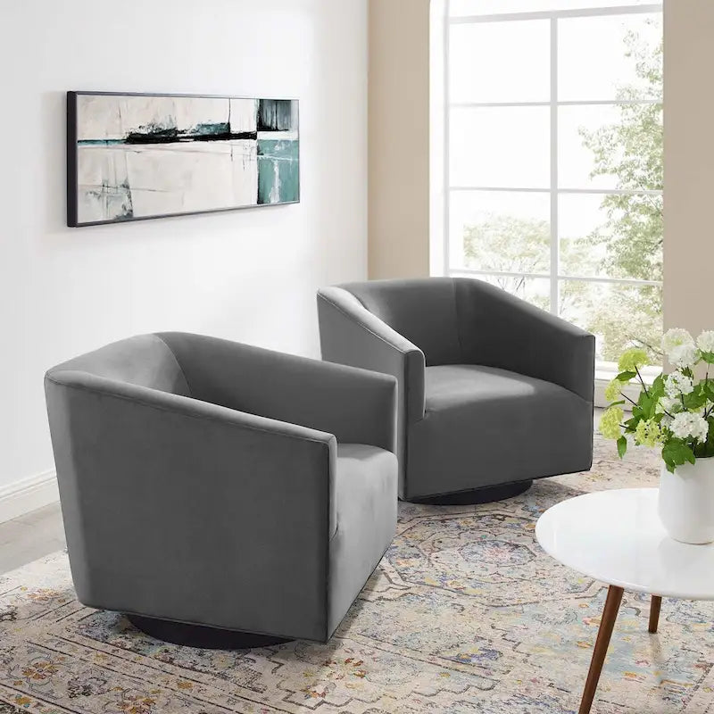 Fauteuil pivotant en velours de performance Twist (lot de 2)