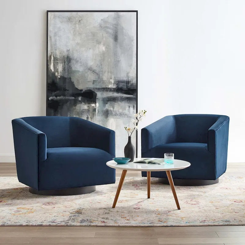 Fauteuil pivotant en velours de performance Twist (lot de 2)