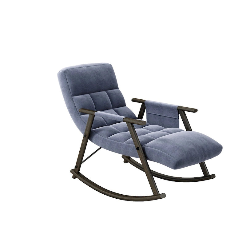 Fauteuil à bascule en velours avec repose-pieds