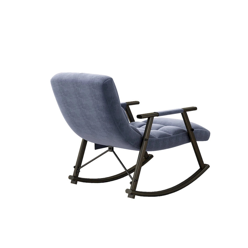 Fauteuil à bascule en velours avec repose-pieds