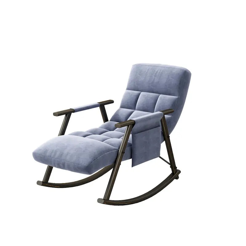 Fauteuil à bascule en velours avec repose-pieds