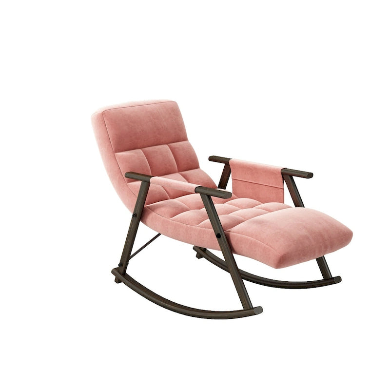 Fauteuil à bascule en velours avec repose-pieds