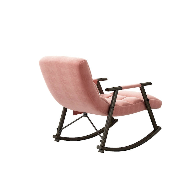 Fauteuil à bascule en velours avec repose-pieds