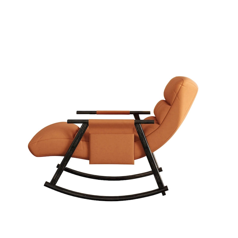 Fauteuil à bascule en velours avec repose-pieds
