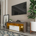 Meuble TV 51" pour téléviseurs jusqu'à 55", lumières LED à couleurs changeantes, console multimédia moderne avec rangement