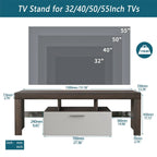 Meuble TV 51" pour téléviseurs jusqu'à 55", lumières LED à couleurs changeantes, console multimédia moderne avec rangement