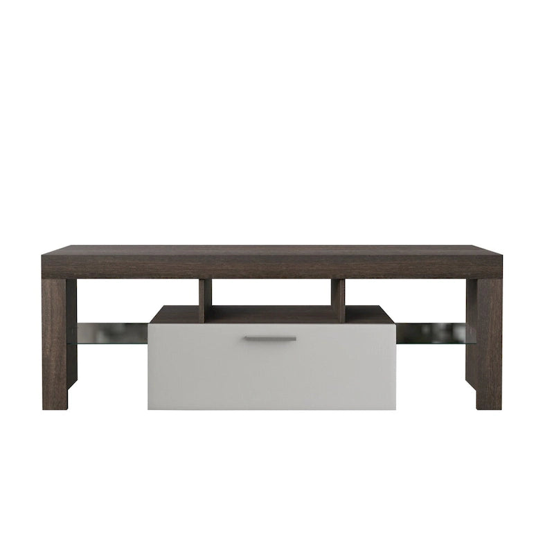 Meuble TV 51" pour téléviseurs jusqu'à 55", lumières LED à couleurs changeantes, console multimédia moderne avec rangement