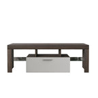 Meuble TV 51" pour téléviseurs jusqu'à 55", lumières LED à couleurs changeantes, console multimédia moderne avec rangement