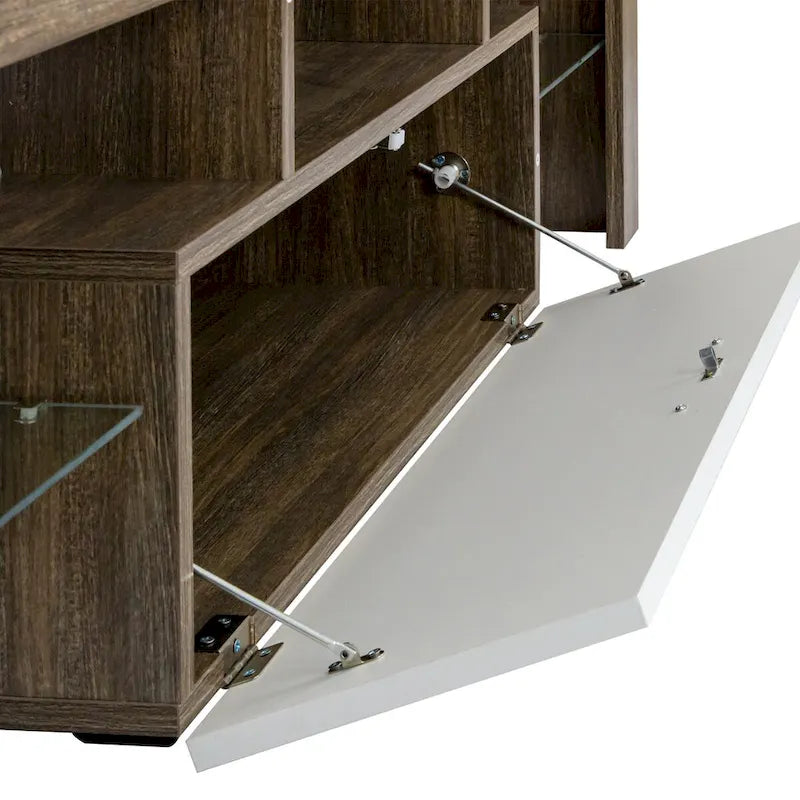 Meuble TV 51" pour téléviseurs jusqu'à 55", lumières LED à couleurs changeantes, console multimédia moderne avec rangement