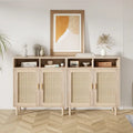 Buffet moderne en rotin, texture tressée naturelle, 160 cm (L) x 40 cm (P) x 92 cm (H), portes de rangement