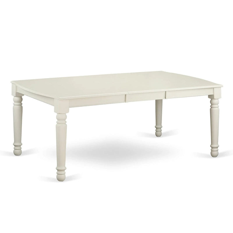 Ensemble table et 4 chaises de salle à manger 5 pièces, table rectangulaire et 4 chaises, en bois d'hévéa massif, finition blanc lin