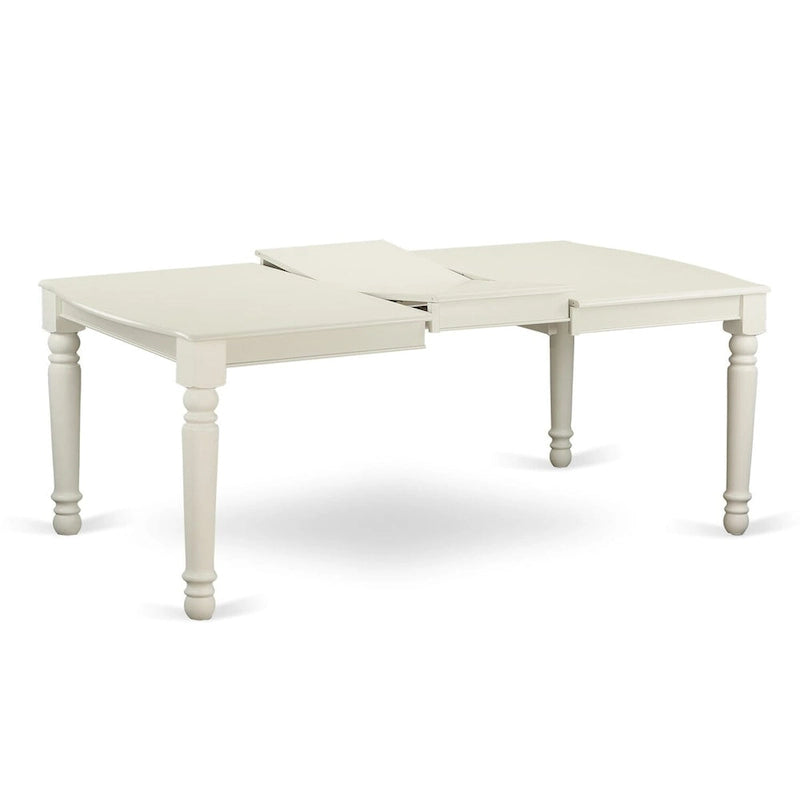 Ensemble table et 4 chaises de salle à manger 5 pièces, table rectangulaire et 4 chaises, en bois d'hévéa massif, finition blanc lin