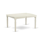 Ensemble table et 4 chaises de salle à manger 5 pièces, table rectangulaire et 4 chaises, en bois d'hévéa massif, finition blanc lin