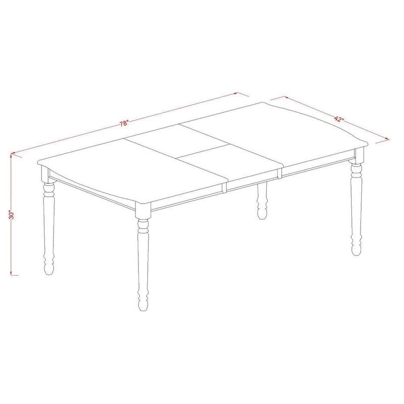 Ensemble table et 4 chaises de salle à manger 5 pièces, table rectangulaire et 4 chaises, en bois d'hévéa massif, finition blanc lin