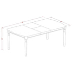 Ensemble table et 4 chaises de salle à manger 5 pièces, table rectangulaire et 4 chaises, en bois d'hévéa massif, finition blanc lin