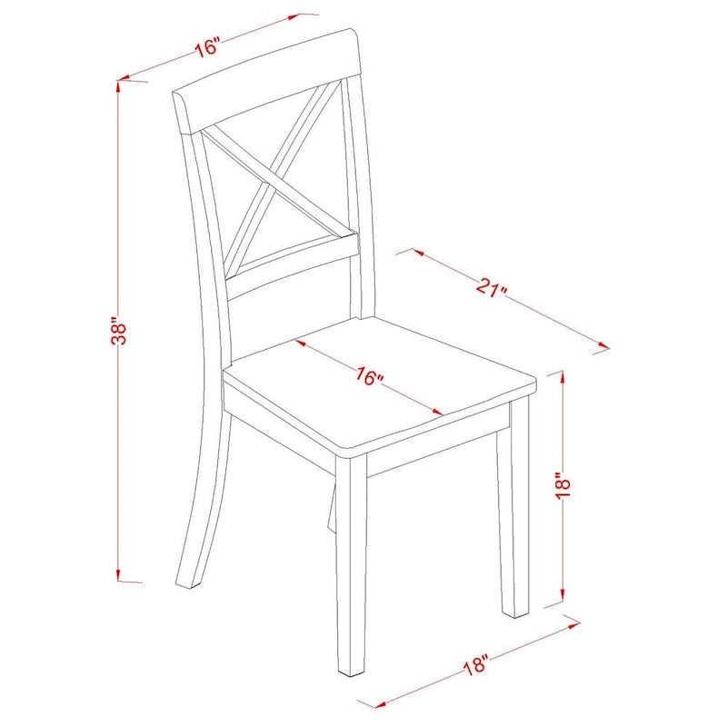 Ensemble table et 4 chaises de salle à manger 5 pièces, table rectangulaire et 4 chaises, en bois d'hévéa massif, finition blanc lin