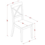 Ensemble table et 4 chaises de salle à manger 5 pièces, table rectangulaire et 4 chaises, en bois d'hévéa massif, finition blanc lin