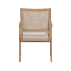 Fauteuil 24" avec dossier en cannage, revêtement en velours blanc cassé, cadre en bois massif marron, chaise d'appoint