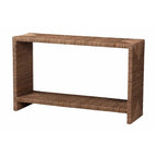 Console en herbe marine naturelle et bois d'acacia de style bohème, étagère ouverte, fabriquée à la main, fabriquée en Indonésie