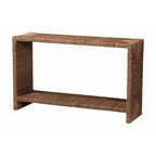 Console en herbe marine naturelle et bois d'acacia de style bohème, étagère ouverte, fabriquée à la main, fabriquée en Indonésie