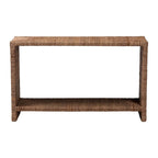 Console en herbe marine naturelle et bois d'acacia de style bohème, étagère ouverte, fabriquée à la main, fabriquée en Indonésie