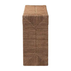 Console en herbe marine naturelle et bois d'acacia de style bohème, étagère ouverte, fabriquée à la main, fabriquée en Indonésie