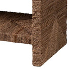 Console en herbe marine naturelle et bois d'acacia de style bohème, étagère ouverte, fabriquée à la main, fabriquée en Indonésie
