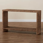Console en herbe marine naturelle et bois d'acacia de style bohème, étagère ouverte, fabriquée à la main, fabriquée en Indonésie