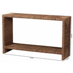 Console en herbe marine naturelle et bois d'acacia de style bohème, étagère ouverte, fabriquée à la main, fabriquée en Indonésie