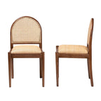 Ensemble de 2 chaises de salle à manger modernes bohèmes en rotin naturel et bois d'acacia, assise rembourrée en mousse, Indonésie