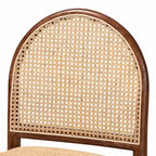 Ensemble de 2 chaises de salle à manger modernes bohèmes en rotin naturel et bois d'acacia, assise rembourrée en mousse, Indonésie