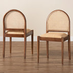 Ensemble de 2 chaises de salle à manger modernes bohèmes en rotin naturel et bois d'acacia, assise rembourrée en mousse, Indonésie