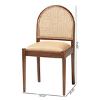 Ensemble de 2 chaises de salle à manger modernes bohèmes en rotin naturel et bois d'acacia, assise rembourrée en mousse, Indonésie