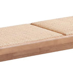 Banc de salle à manger 51", assise en rotin tressé de style transitoire, bois brun naturel, pieds inclinés en V
