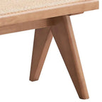 Banc de salle à manger 51", assise en rotin tressé de style transitoire, bois brun naturel, pieds inclinés en V