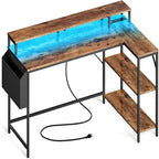 Bureau gaming en L avec lumières LED