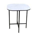 Ensemble de 3 tables basses avec dessus en céramique blanche, table basse de salon de 120 x 58 cm avec tables d'appoint