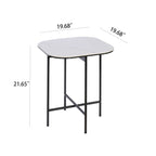 Ensemble de 3 tables basses avec dessus en céramique blanche, table basse de salon de 120 x 58 cm avec tables d'appoint