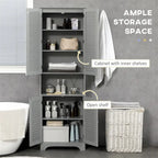 Meuble de Rangement Haut et Étroit pour Salle de Bain avec Portes et Étagères Réglables