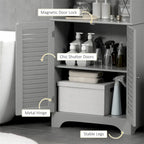 Meuble de Rangement Haut et Étroit pour Salle de Bain avec Portes et Étagères Réglables