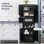 Meuble de Rangement Haut et Étroit pour Salle de Bain avec Portes et Étagères Réglables