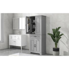 Armoire de salle de bain haute avec tiroirs et étagère réglable