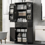 Armoire de salle de bain haute avec tiroirs et étagère réglable