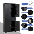 Armoire de salle de bain haute avec tiroirs et étagère réglable