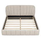 Lit rembourré plateforme Queen Size avec tête de lit en tissu épais