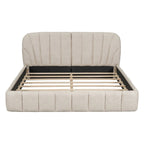 Lit rembourré plateforme Queen Size avec tête de lit en tissu épais