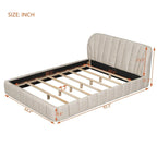 Lit rembourré plateforme Queen Size avec tête de lit en tissu épais