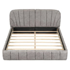 Lit rembourré plateforme Queen Size avec tête de lit en tissu épais