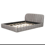 Lit rembourré plateforme Queen Size avec tête de lit en tissu épais